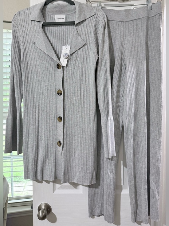 Pink Rose Other - Pink Rose Ribbed Button-Front Lounge Set